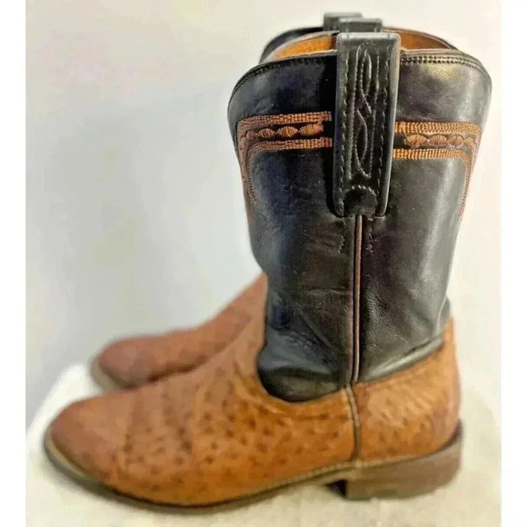 Lucchese 1883 Full Quill Ostrich Western Chocolate Peanut Brittle Boots 9D main image 11
